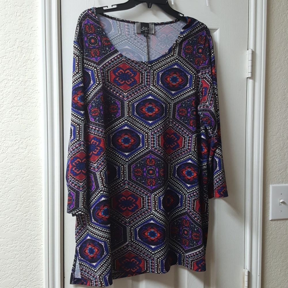 Plus size bright patterned shirt